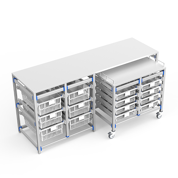 FG-PW-60/40/3F/4F02 Modular Workstation with Integrated Supply Cart
