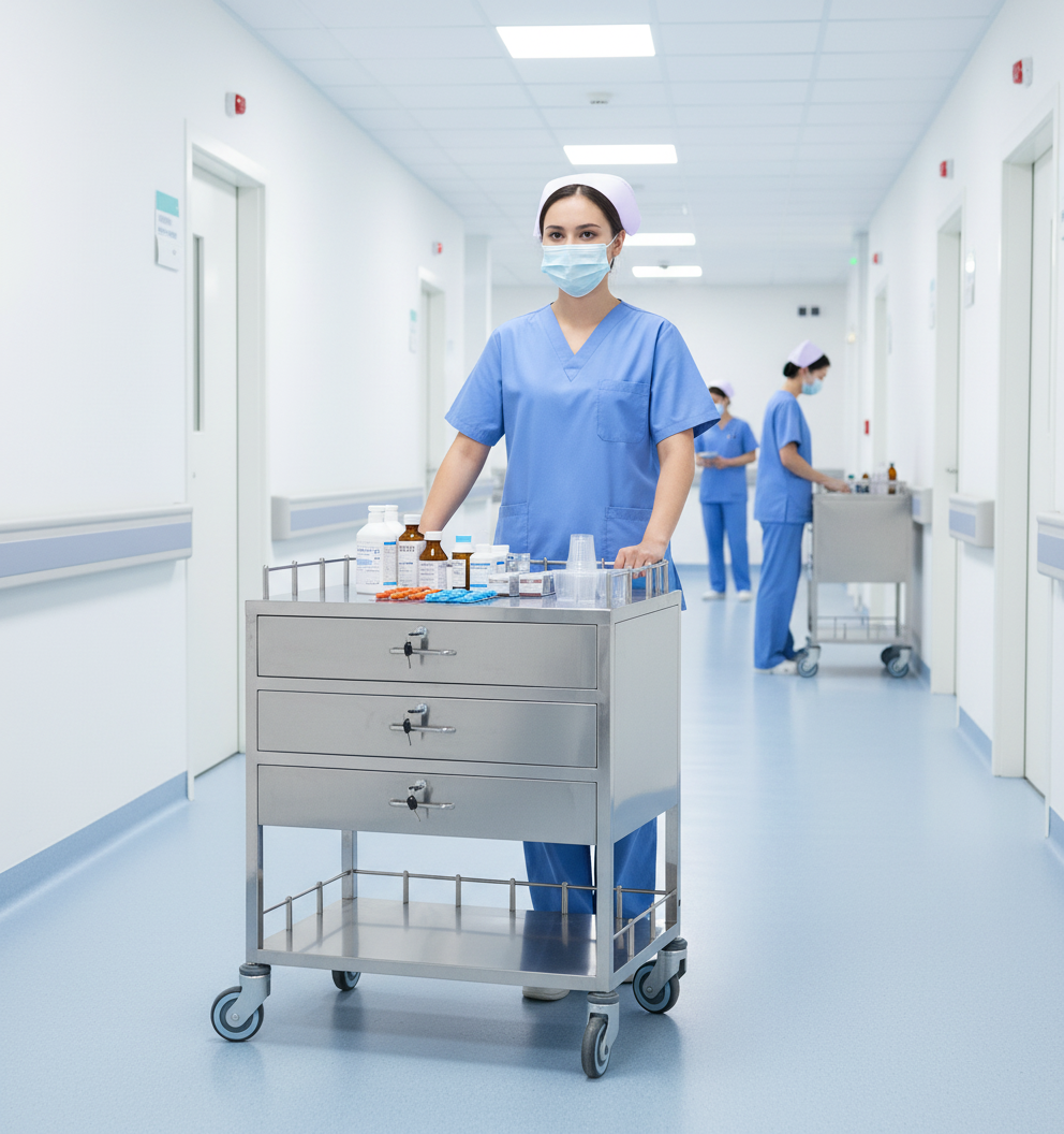 B03 Stainless Steel Medicine Trolley