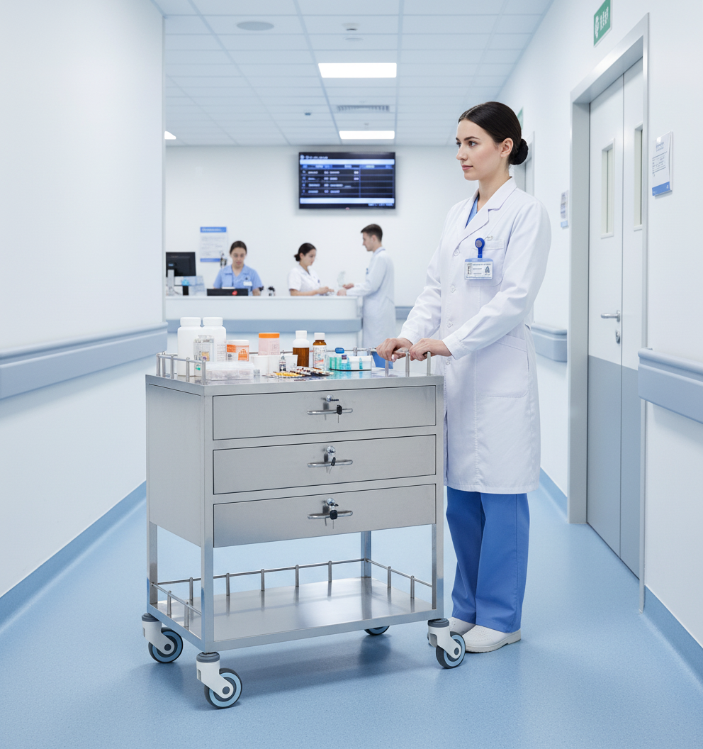 B03 Stainless Steel Medicine Trolley