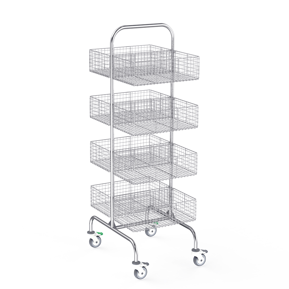 B42B Stainless Steel Double-sided Mesh Basket Trolley
