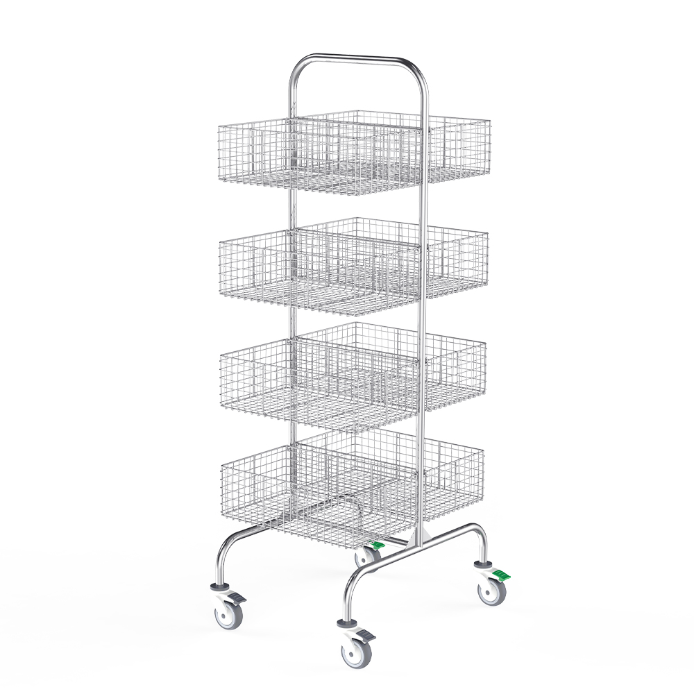 B42B Stainless Steel Double-sided Mesh Basket Trolley